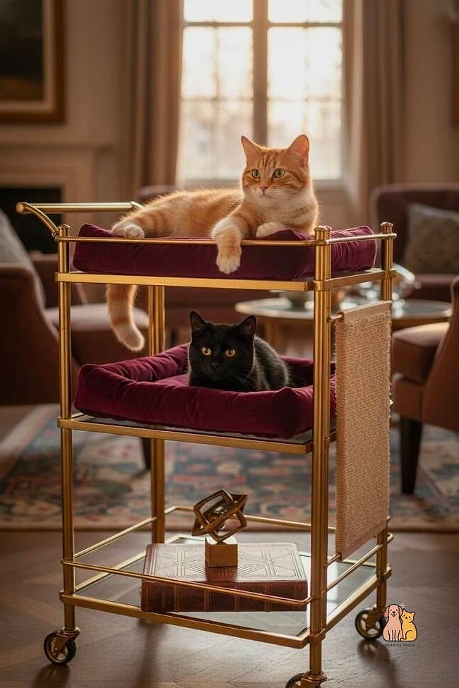 45 Budget-friendly Cat Eating Station Ideas Worth Pinning Immediately 6 The Bar Cart Bottom Shelf