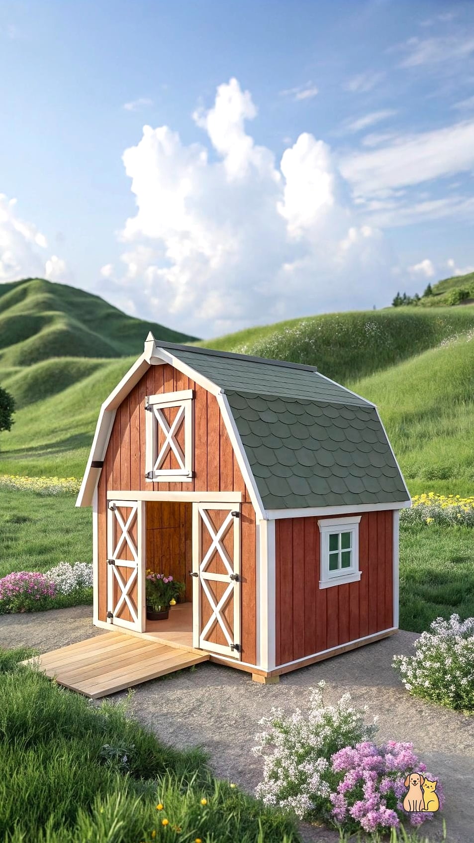 The Barn-Style Dog House with Hayloft Door