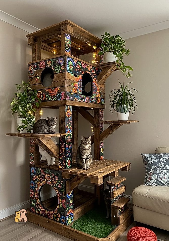 35 Precious Cool Cat Trees That Prove Pets Are the Best 16 The Barn-Style Wooden Tree