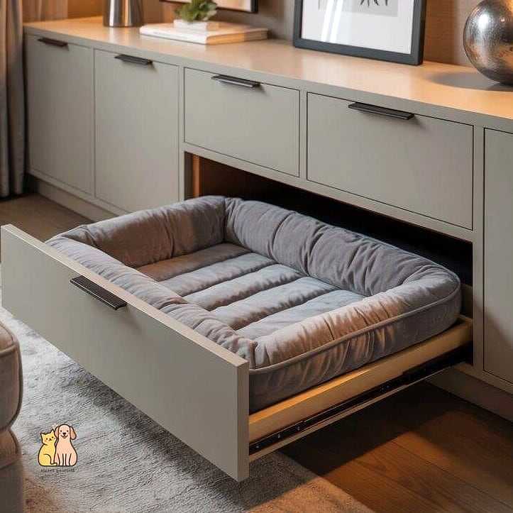 3. Bed With a Pull-Out Dog Bed Drawer