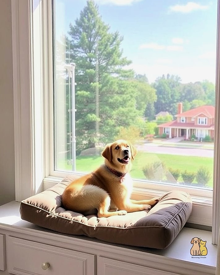 17. Bed With a Window-Side Dog Sleeping Platform