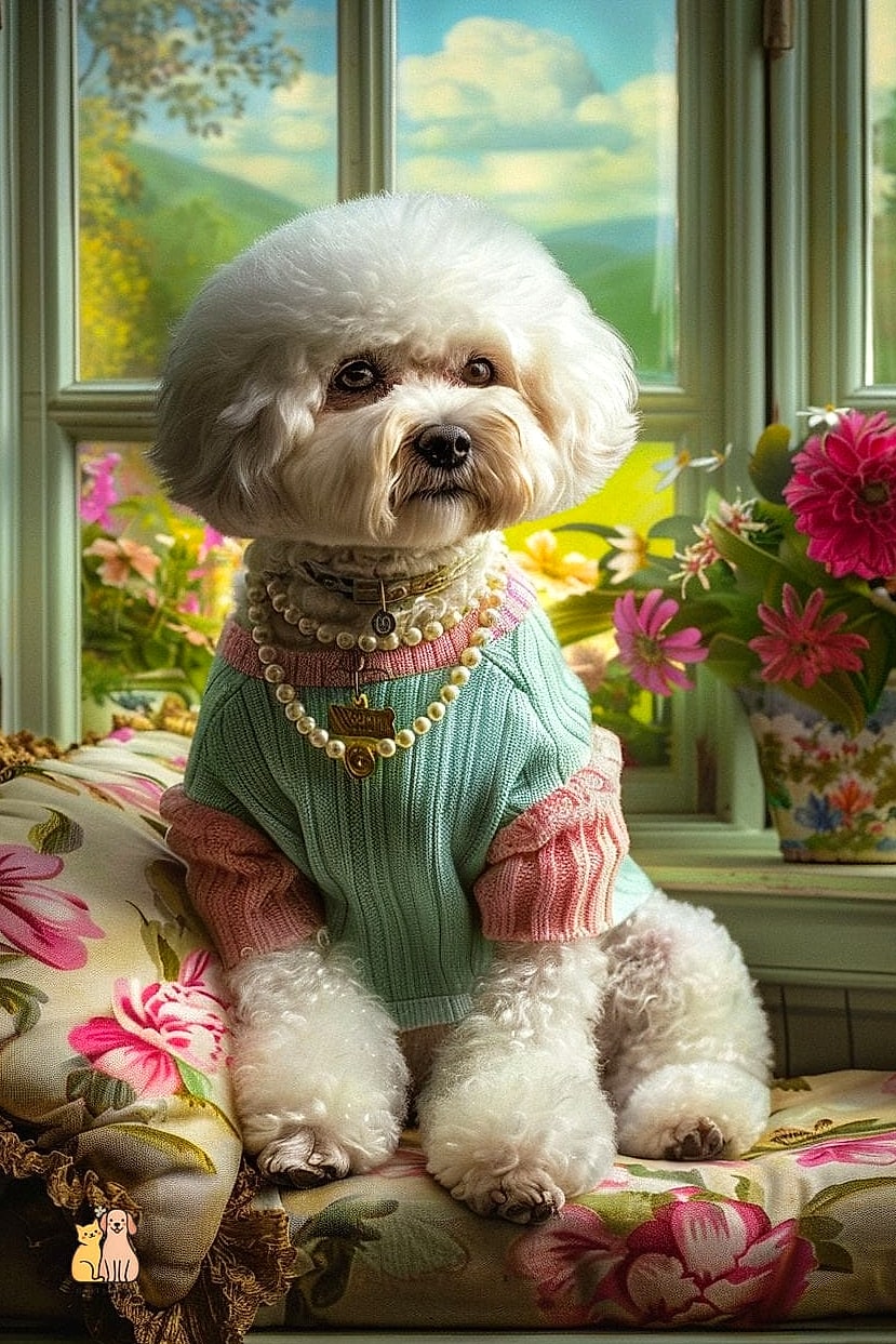 The Bichon Frise in a Fluffy Sweater