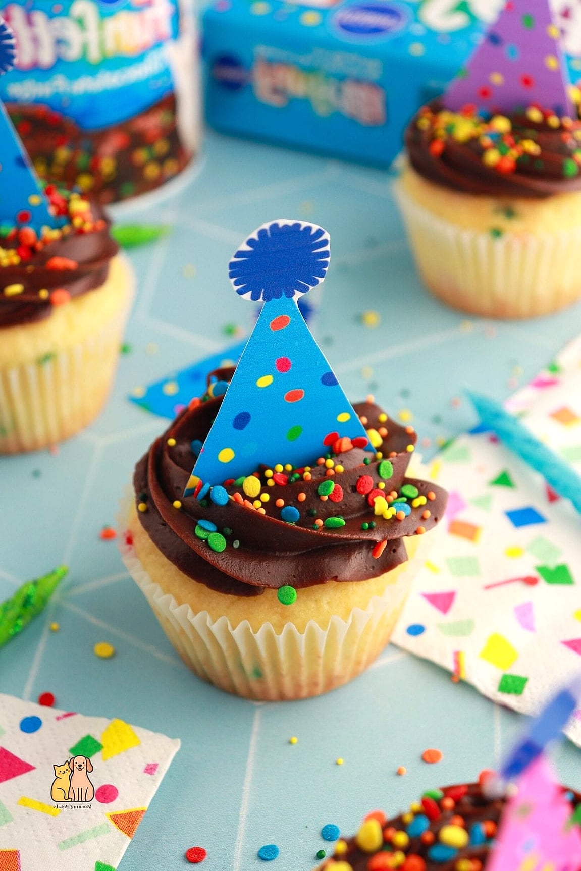 Birthday Hat Dog Cupcakes