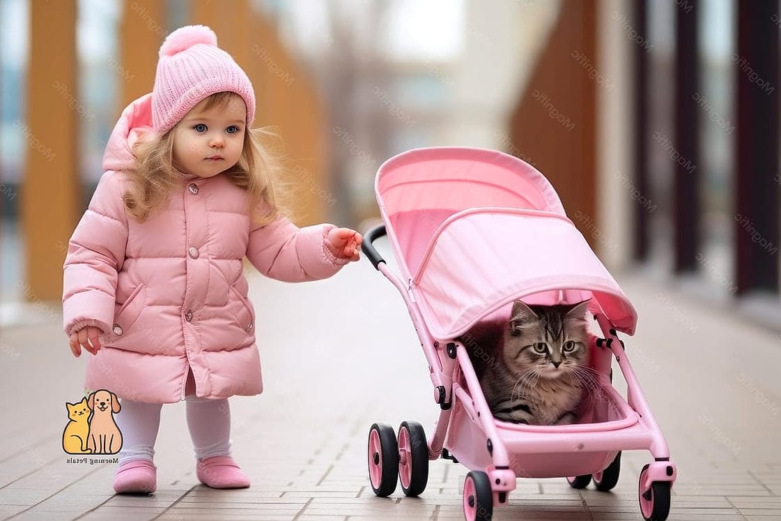 Blush Pink Cat Stroller for Outdoor Walks