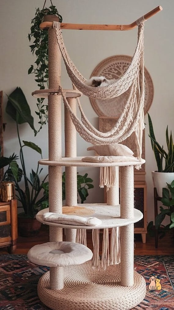 35 Precious Cool Cat Trees That Prove Pets Are the Best 27 The Boho Macrame Cat Tower