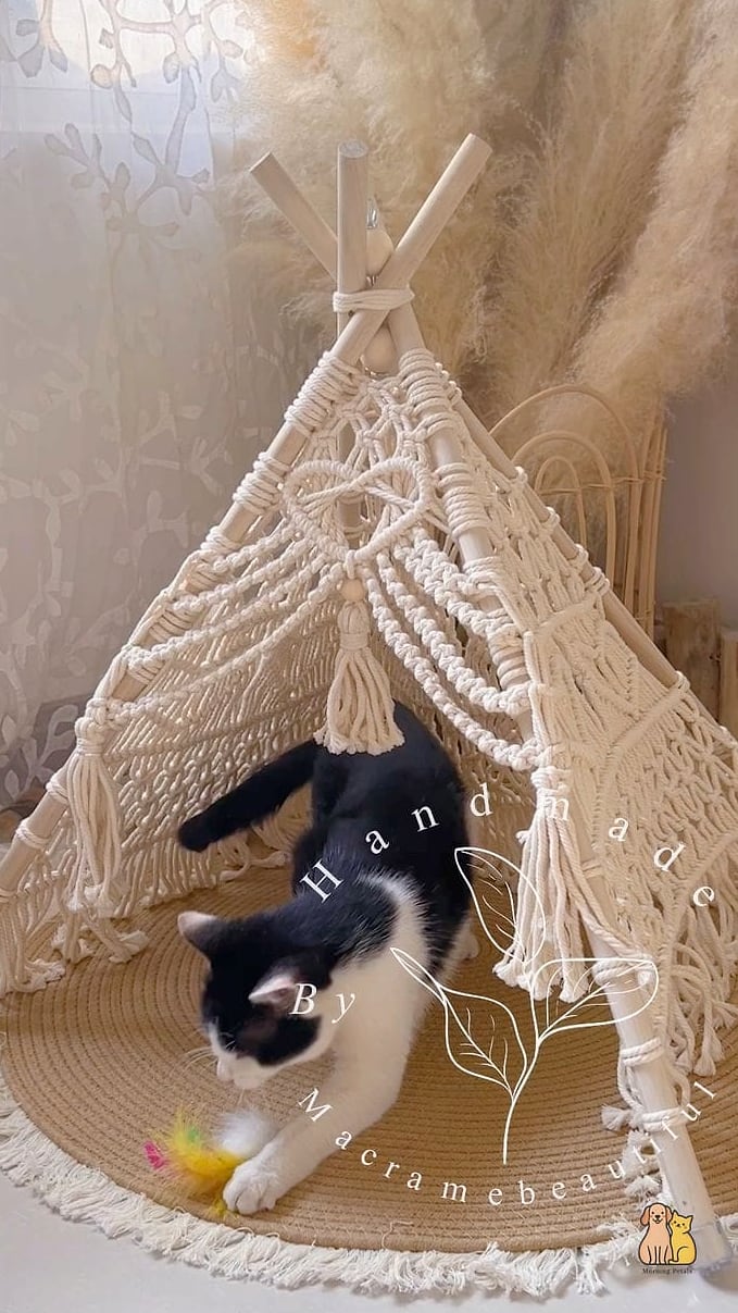 The Boho Macrame Cat Tree