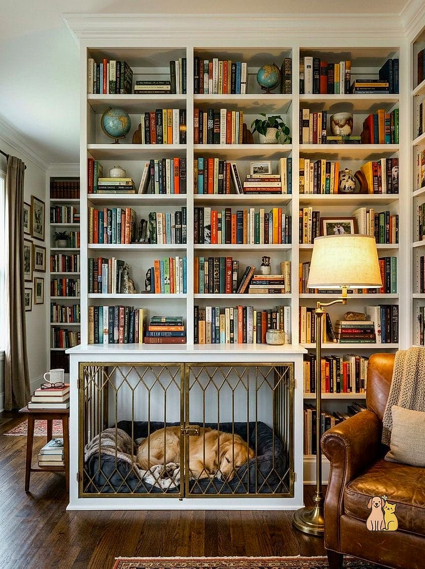 A Bookshelf Converted Into a Dog Condo