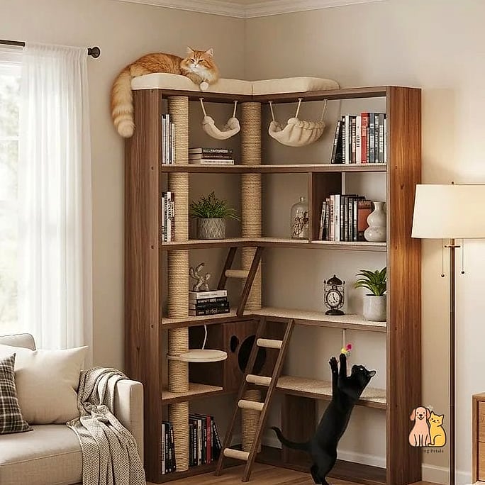 The Bookshelf-Integrated Cat Tree