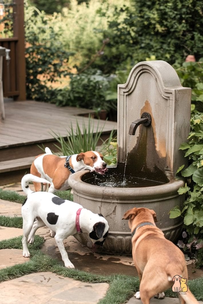 25 Simple Dog Yard Ideas to Try Right Now 14 A Bubbler Fountain for Fresh Water