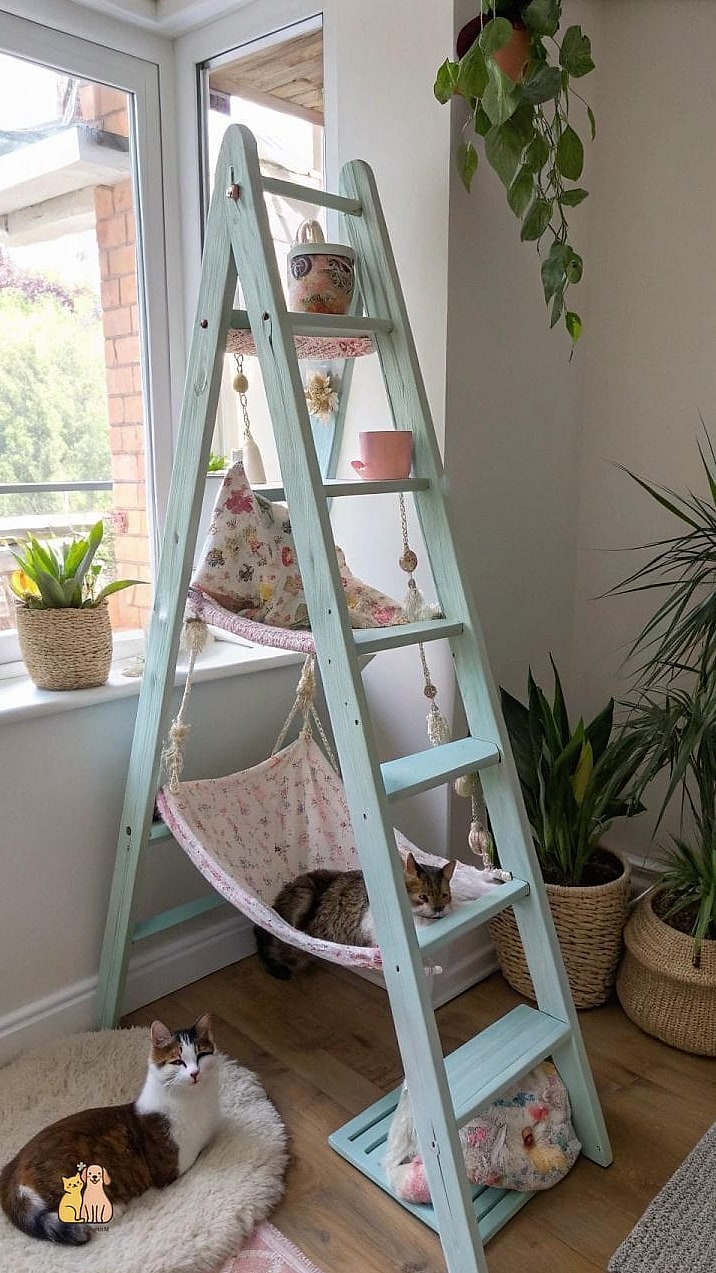 Bunk-Style Hanging Bed with Ladder