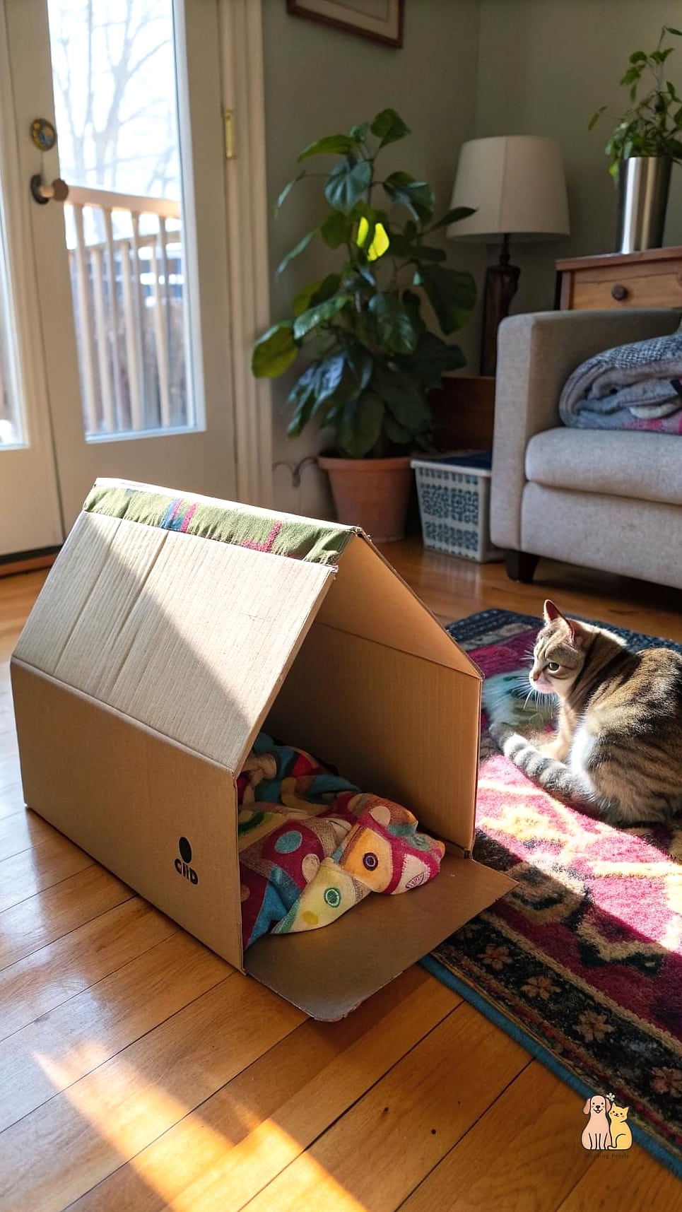 The Cardboard Box Cave with Fleece Lining