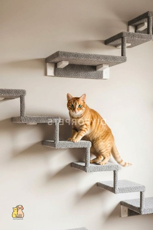 The Carpeted Step Tower Against the Wall