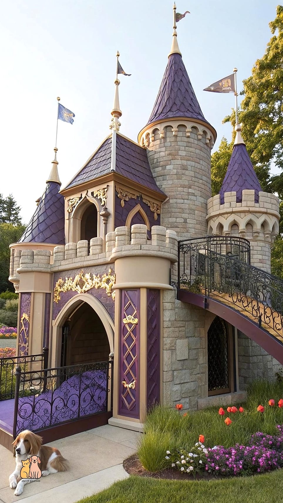 25 Amazing Dog Houses For Large Dogs That Are Too Cute to Handle 16 The Castle-Themed Doghouse