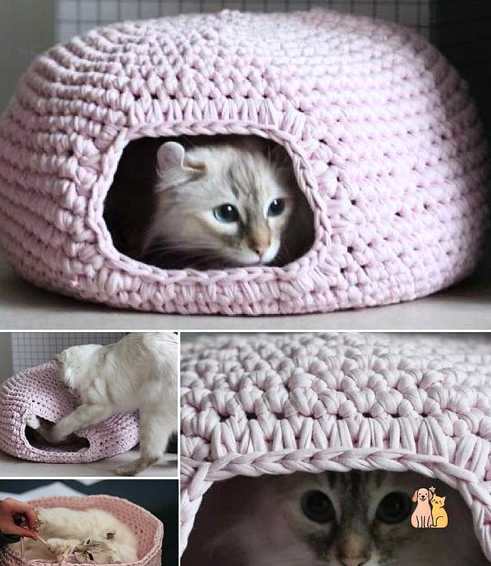 The Cat Cave Crochet Bed