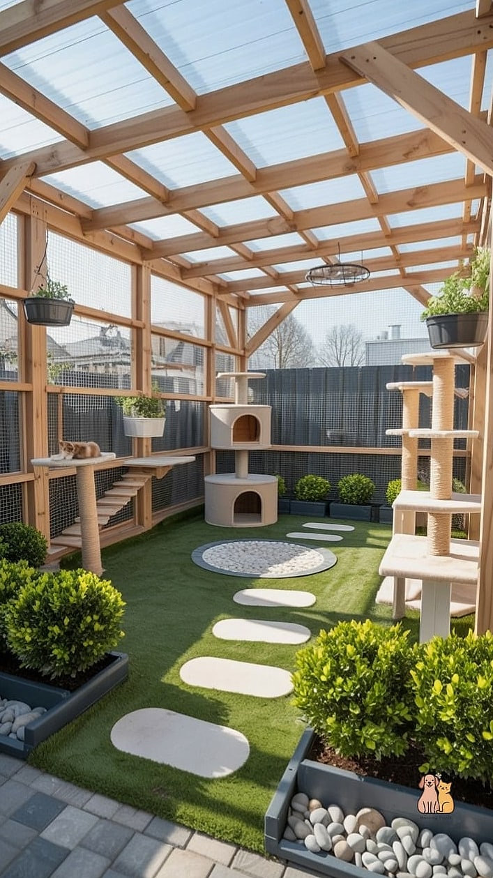 The Cat Enclosure With a Built-In Scratch Post