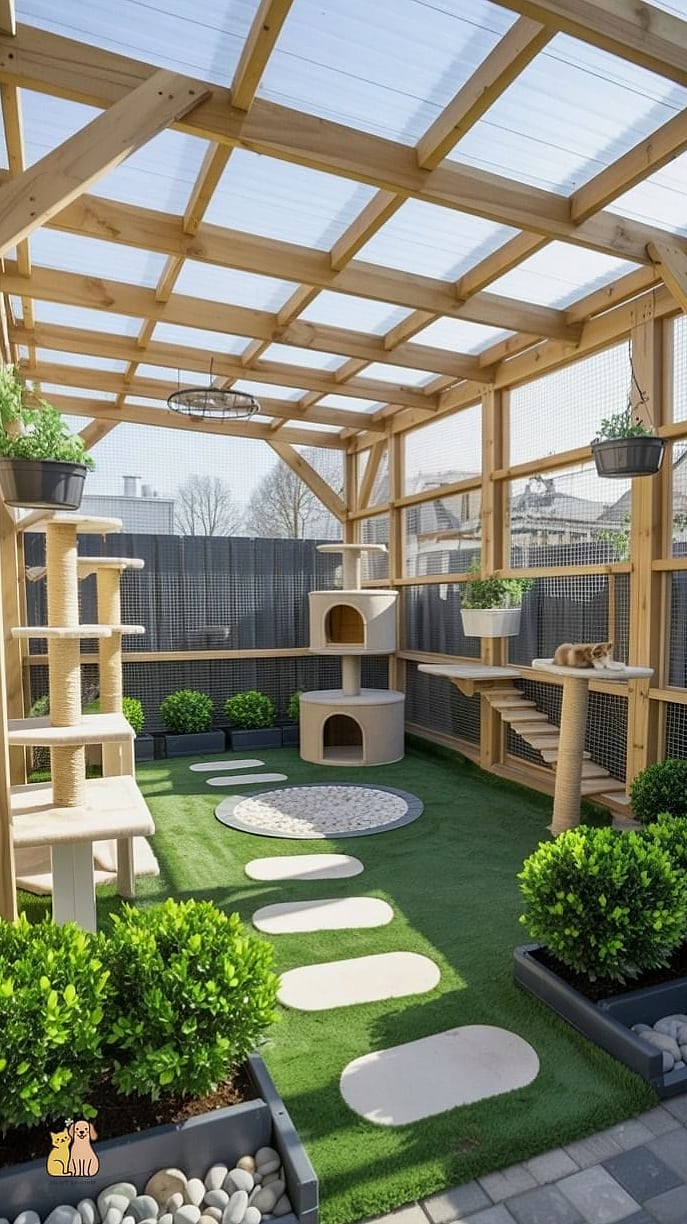 The Cat Enclosure Built Into a Fence Line