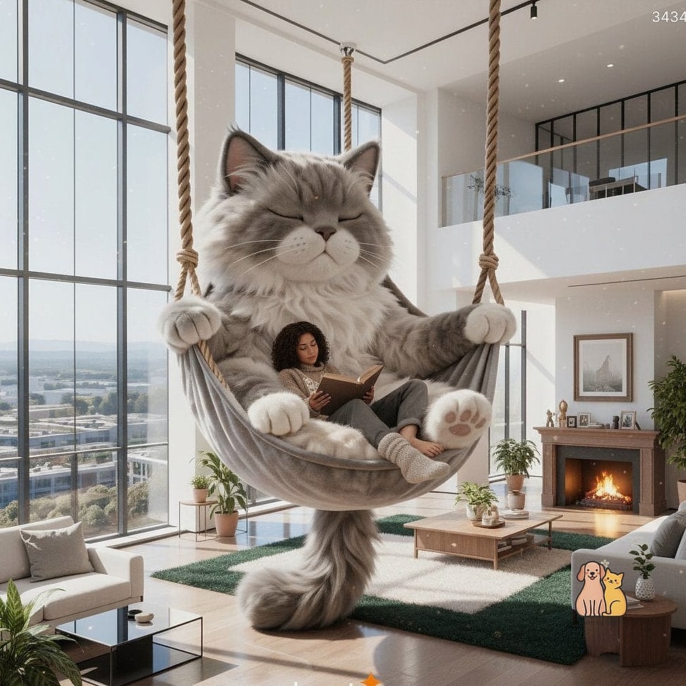 23 Heartwarming Giant Cat Shaped Beds That Will Make Your Day 16 The Cat-Shaped Hammock Bed