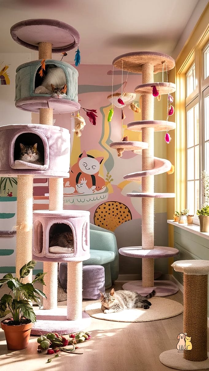 The Cat Tree with Interactive Puzzle Feeder Built In