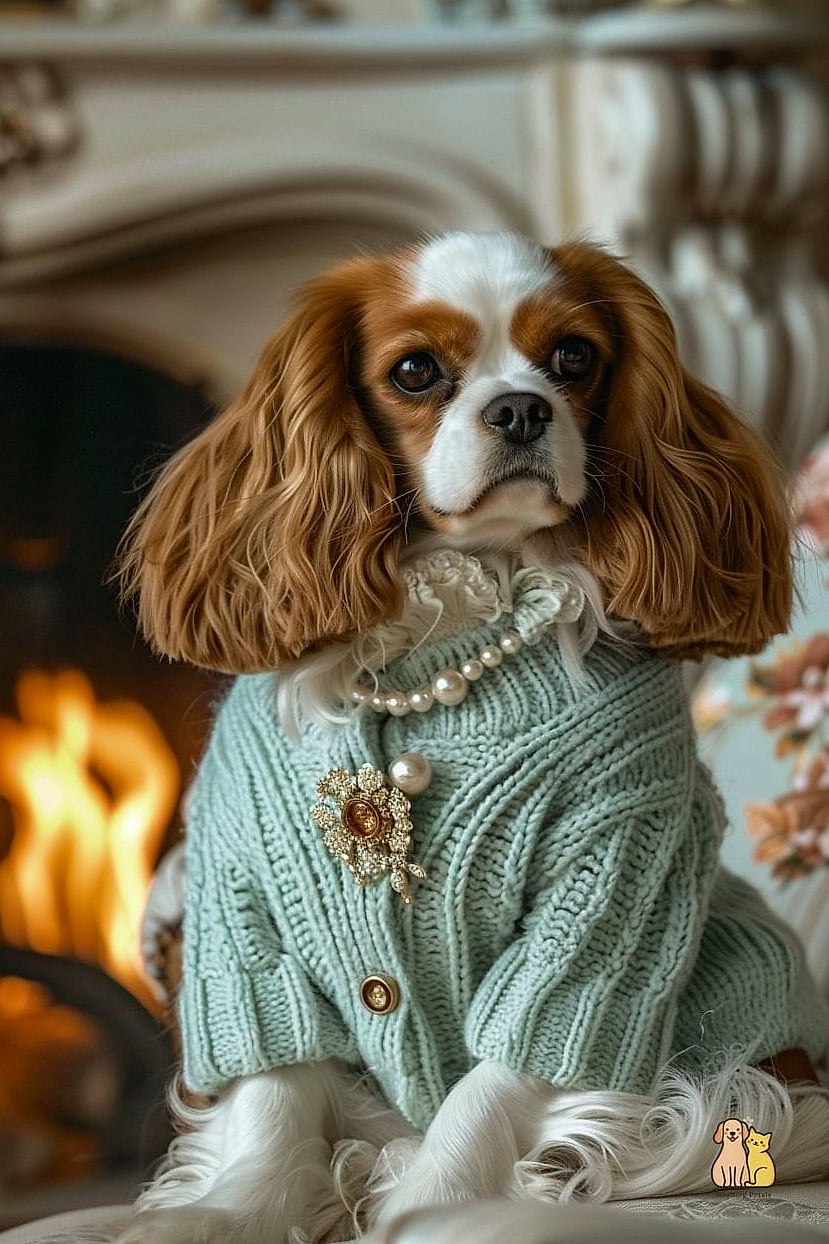 The Cavalier King Charles Spaniel in a Plaid Bow Tie