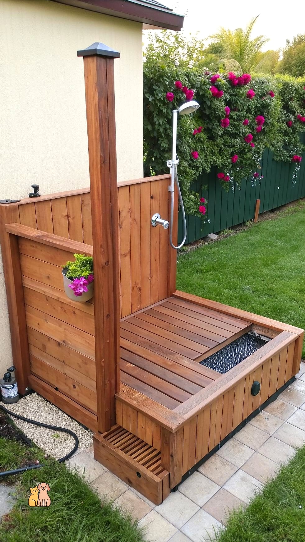 22 Perfect Outdoor Dog Shower Ideas That Are Totally Worth It 13 The Cedar-Enclosed Privacy Shower