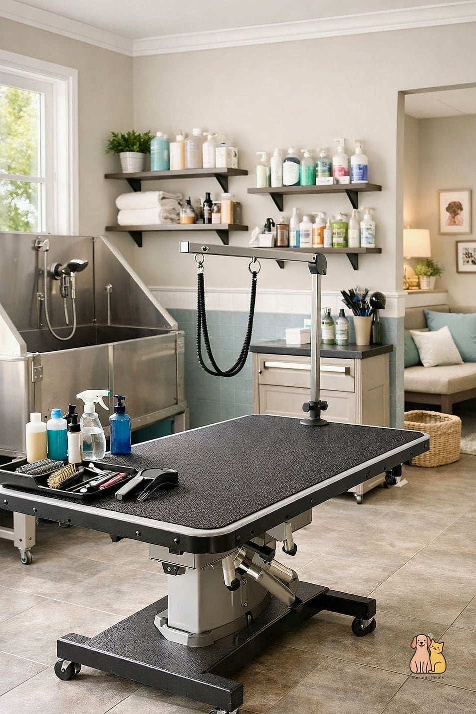 20 Stunning Dog Room Decor Guaranteed to Make You Smile 13 The Chic Dog Bath and Grooming Station