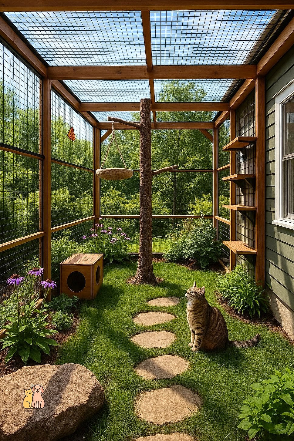 The Cottage-Style Catio With Flower Boxes