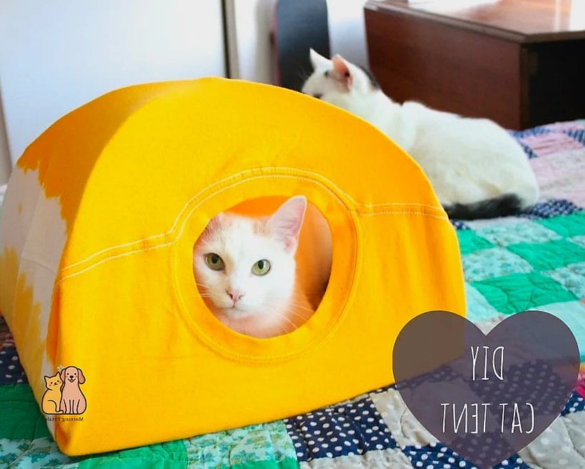 45 Easy Diy Cat Toys to Try Right Now 41 DIY Cat Tent from a T-Shirt