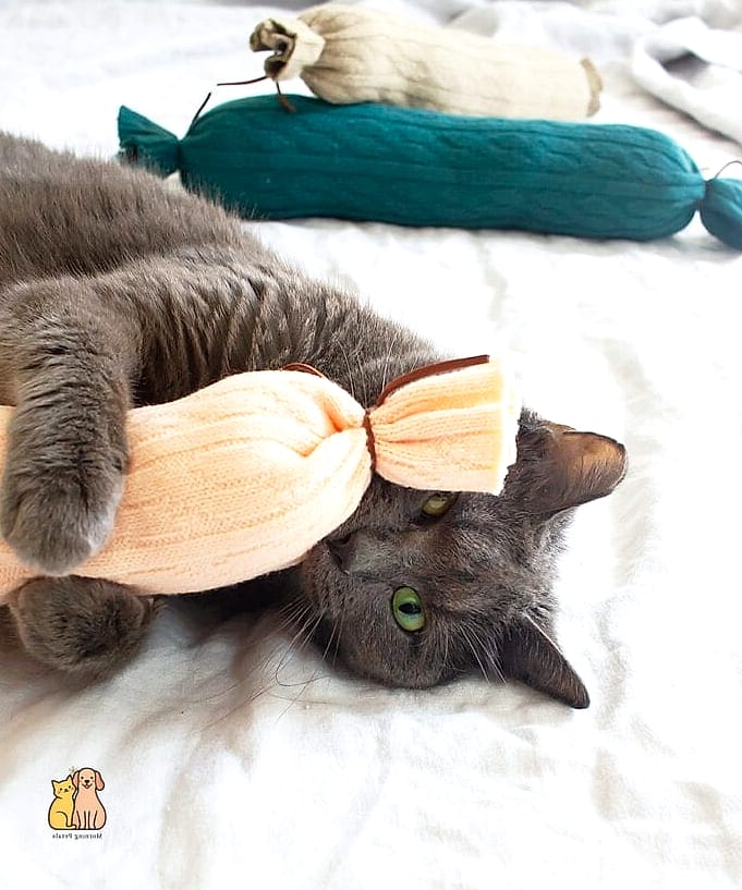45 Easy Diy Cat Toys to Try Right Now 45 DIY Catnip Sock Kicker with Bells
