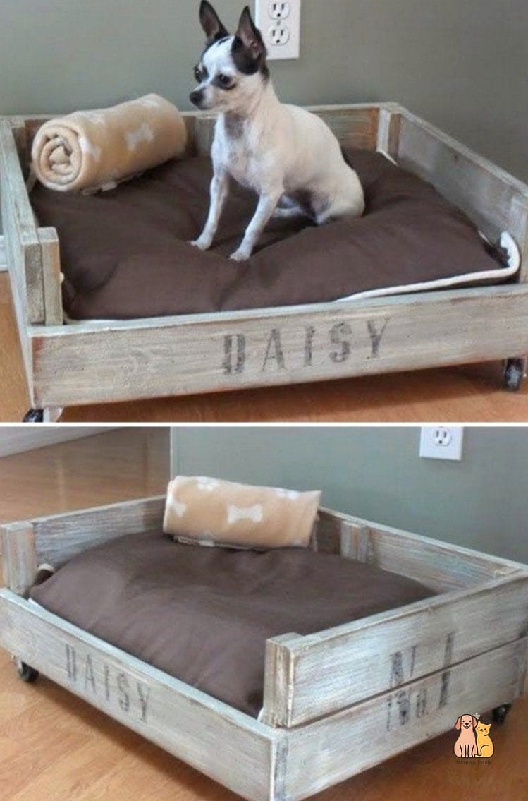 16. DIY Pallet-Style Bed With an Attached Dog Bed