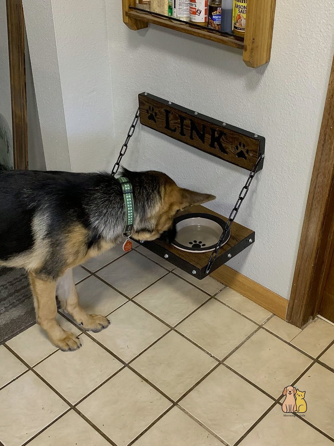 Dog Feeding Station With Leash Storage