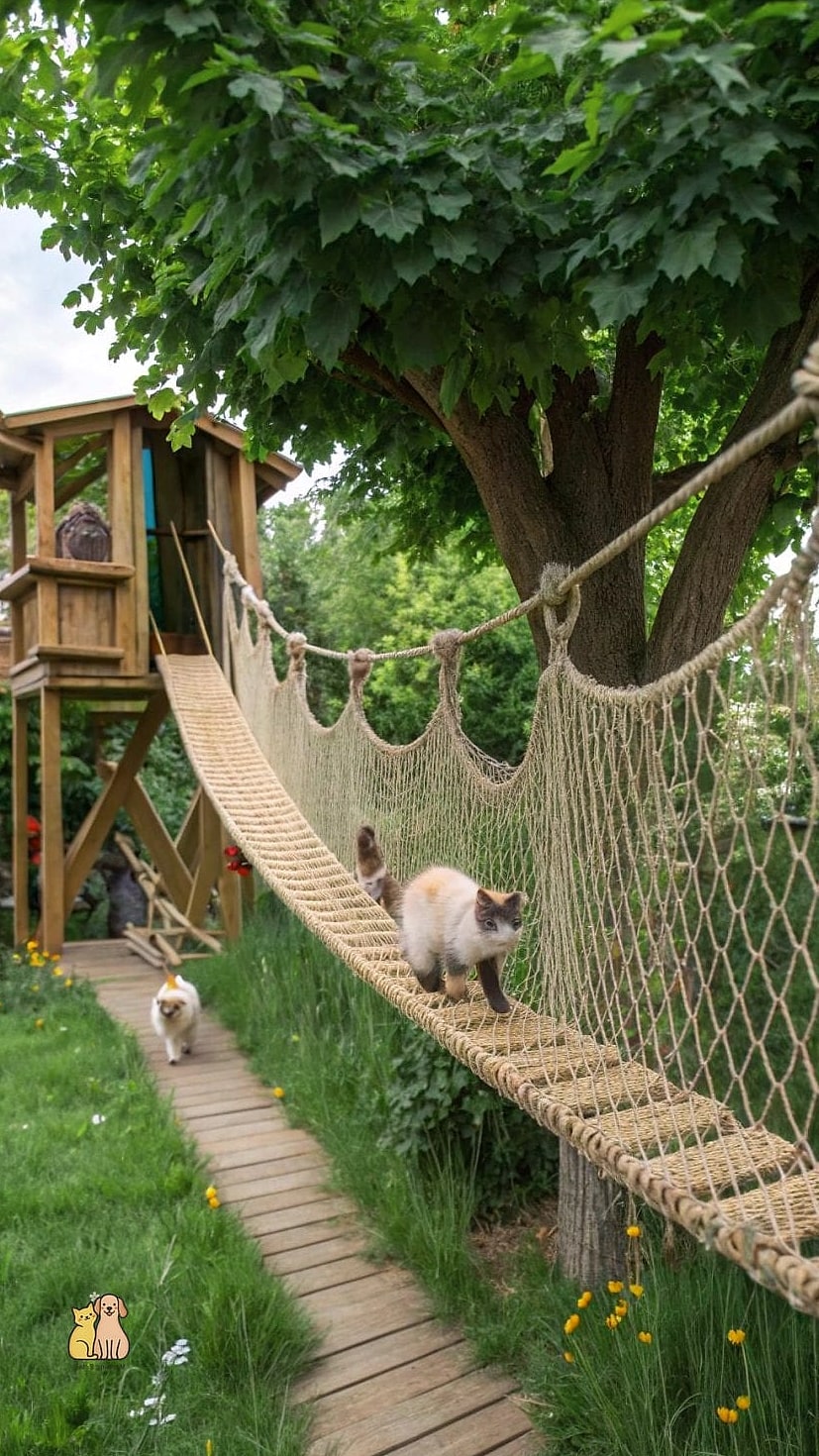 Elevated Cat Walkway Along the Fence