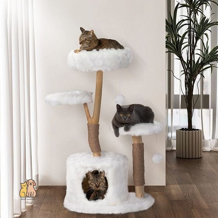 35 Precious Cool Cat Trees That Prove Pets Are the Best 10 The Faux Fur Cloud Tower