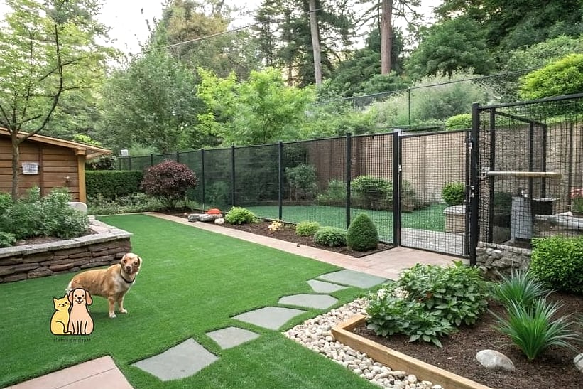 A Fenced Dog Run Along the Property Line