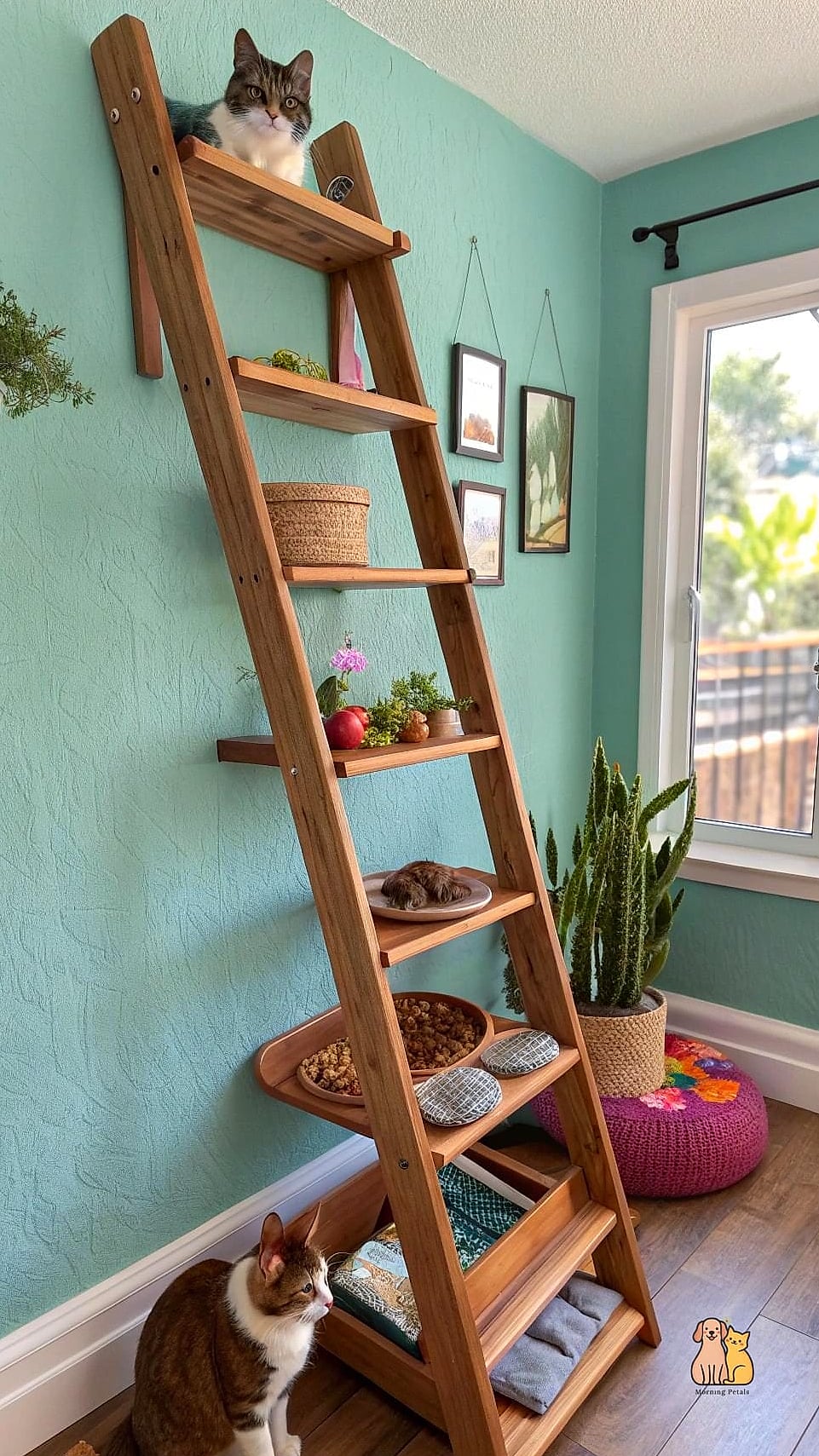 Floating Shelf Cat Ladder Combo