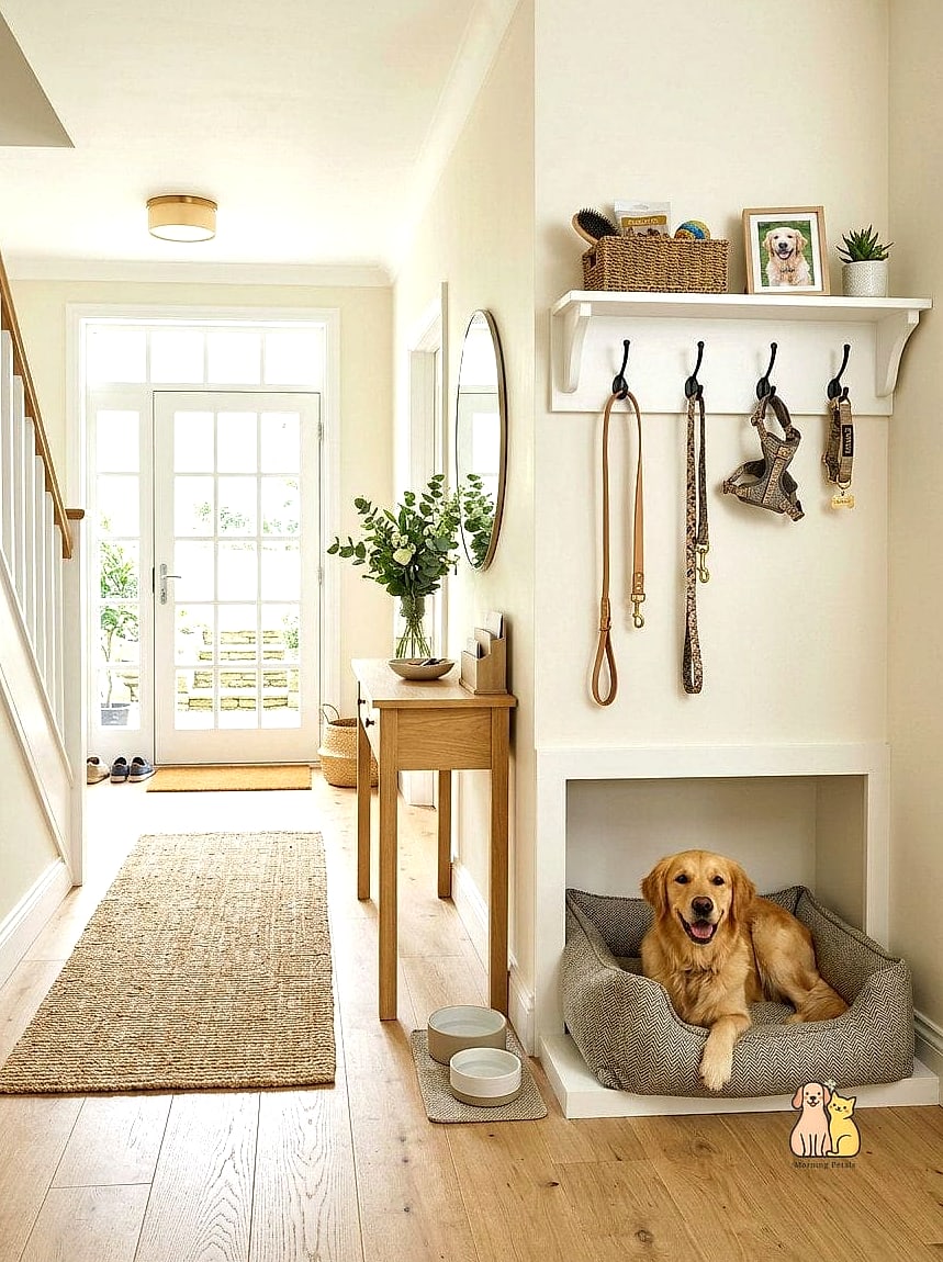 30 Incredible Dog Places In House You Need in Your Life Right Now 29 A Front Entryway Greeting Spot