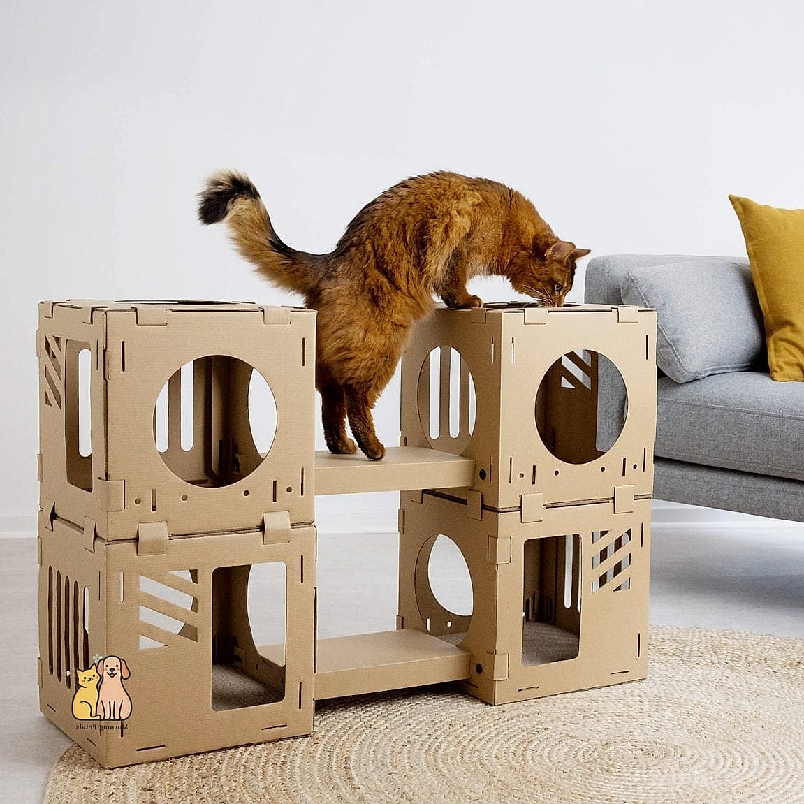 A Fully Customizable Cardboard Cat Playhouse System
