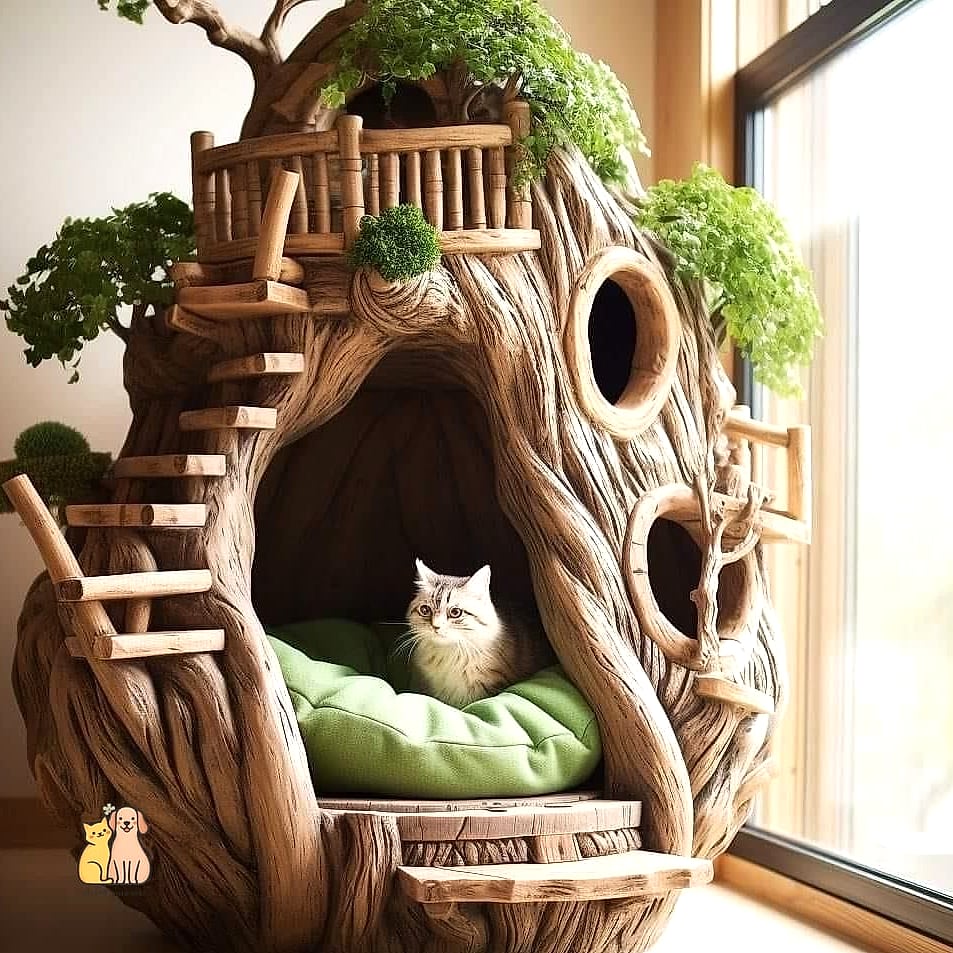 23 Heartwarming Giant Cat Shaped Beds That Will Make Your Day 20 The Giant Cat Ears Cat Tree Combo Bed