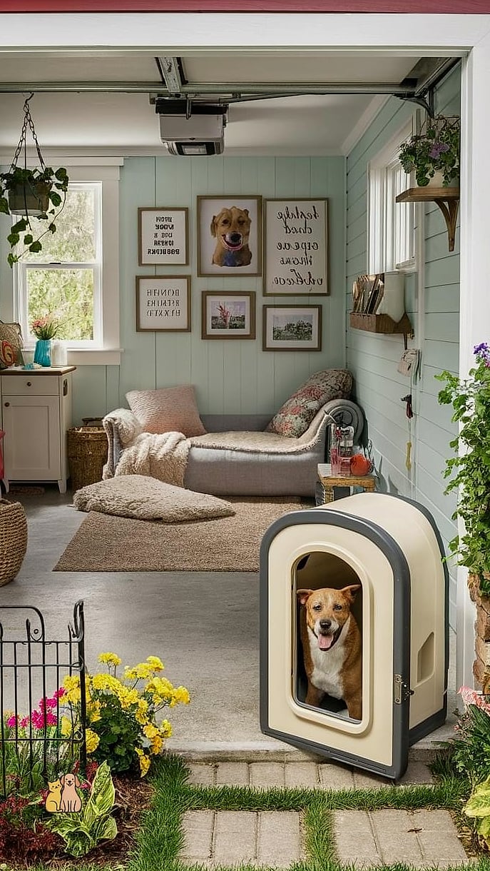 25 Amazing Dog Room In Garage That Are Too Cute to Handle 3 The Half-Wall Divided Suite