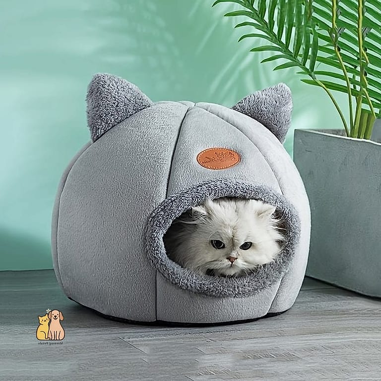 The Heated Plush Igloo for Kittens
