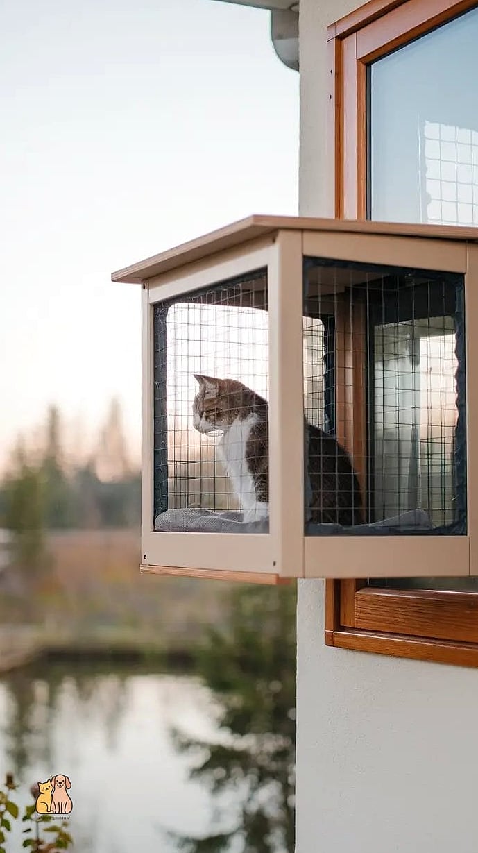 15 Gorgeous Small Window Catios That Prove Pets Are the Best 9 The Heated Window Catio for Cold Climates