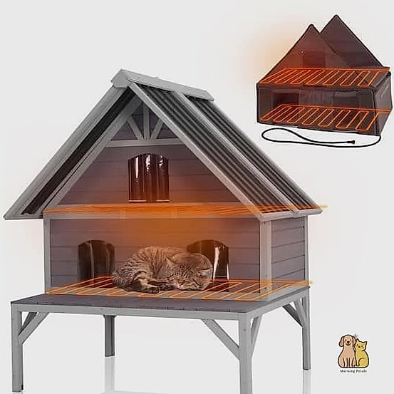 The Heated Wooden Cat House
