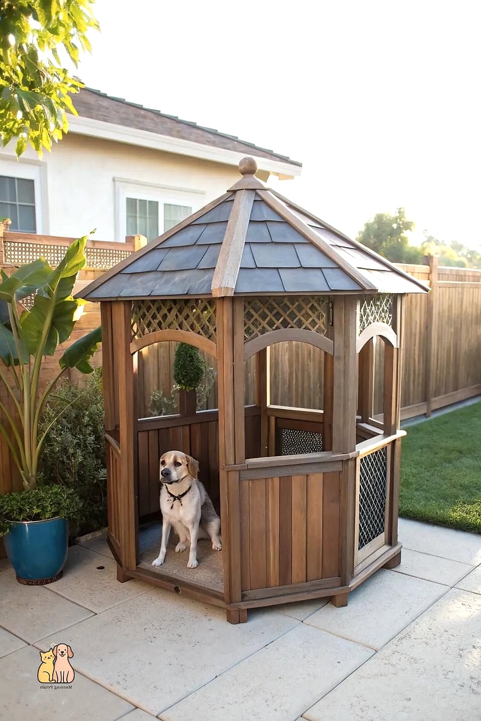 22 Genius Outdoor Dog Shelter Ideas That Are Totally Worth It 16 The Hexagonal Dog Gazebo