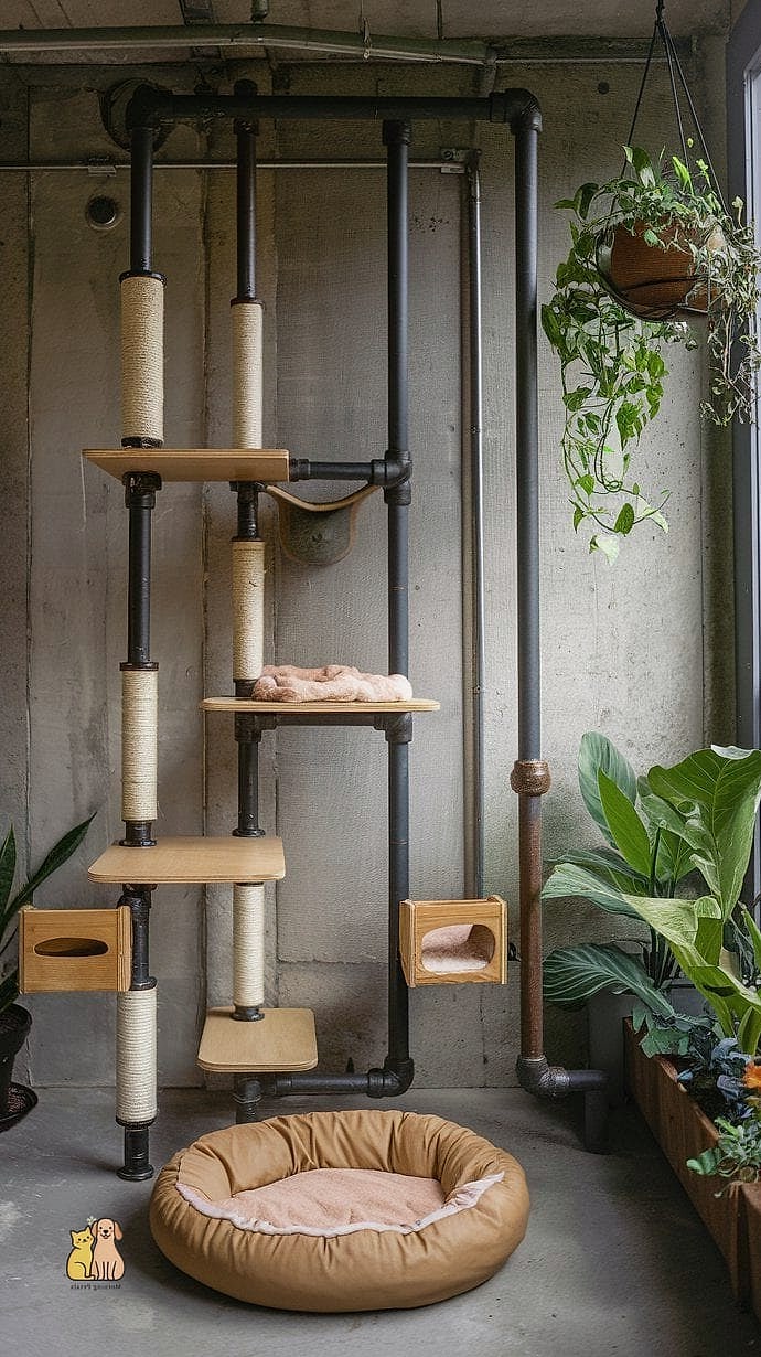 The Industrial Pipe Cat Shelf