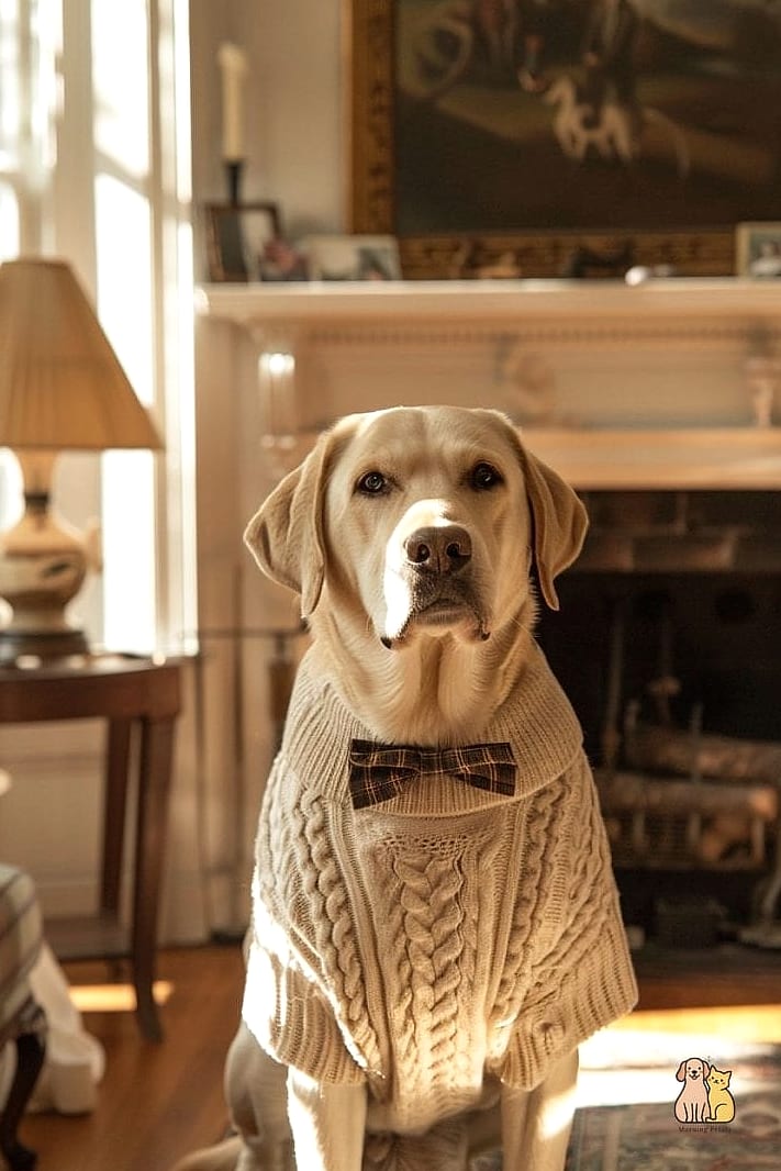The Labrador Retriever in a Cable Knit Sweater