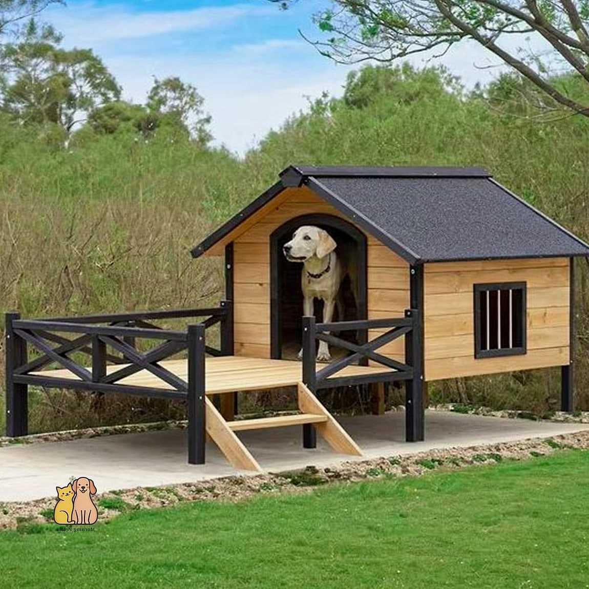 25 Amazing Dog Houses For Large Dogs That Are Too Cute to Handle 6 The Log Cabin Doghouse