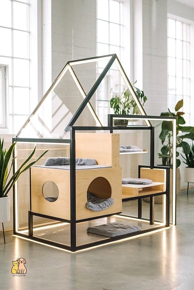 The Modern A-Frame Wooden Cat House
