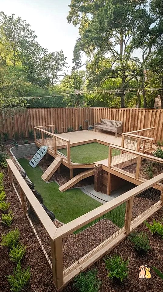 23 Precious Dog Yard Landscaping That Will Restore Your Faith in the World 23 A Multi-Level Terrace for Sniffing and Climbing