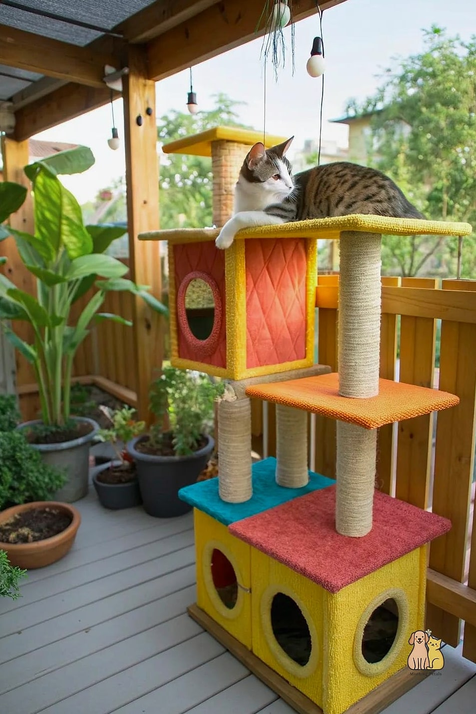 20 Clever Outdoor Cat House Ideas on a Budget 17 Multi-Level Cat Condo from Scrap Wood
