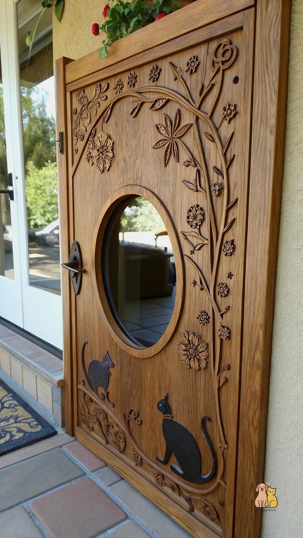 Painted Wooden Cat Door Frame