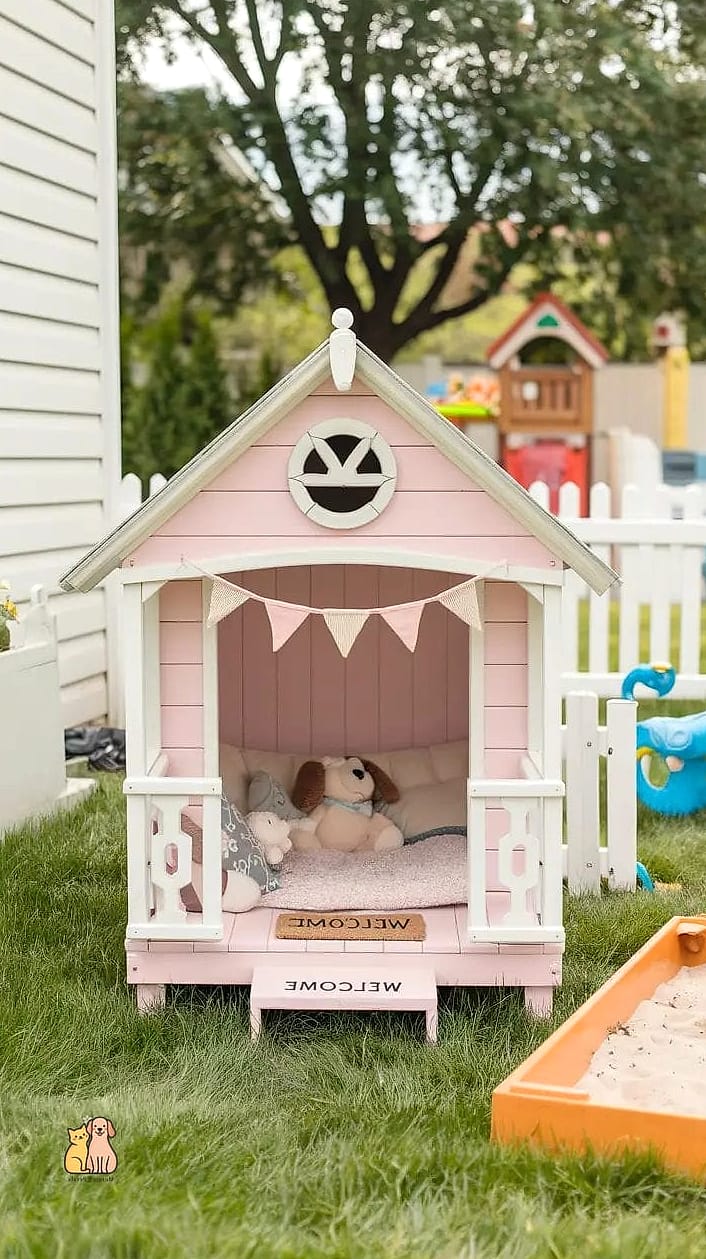 25 Amazing Dog Houses For Large Dogs That Are Too Cute to Handle 21 The Pastel Playhouse